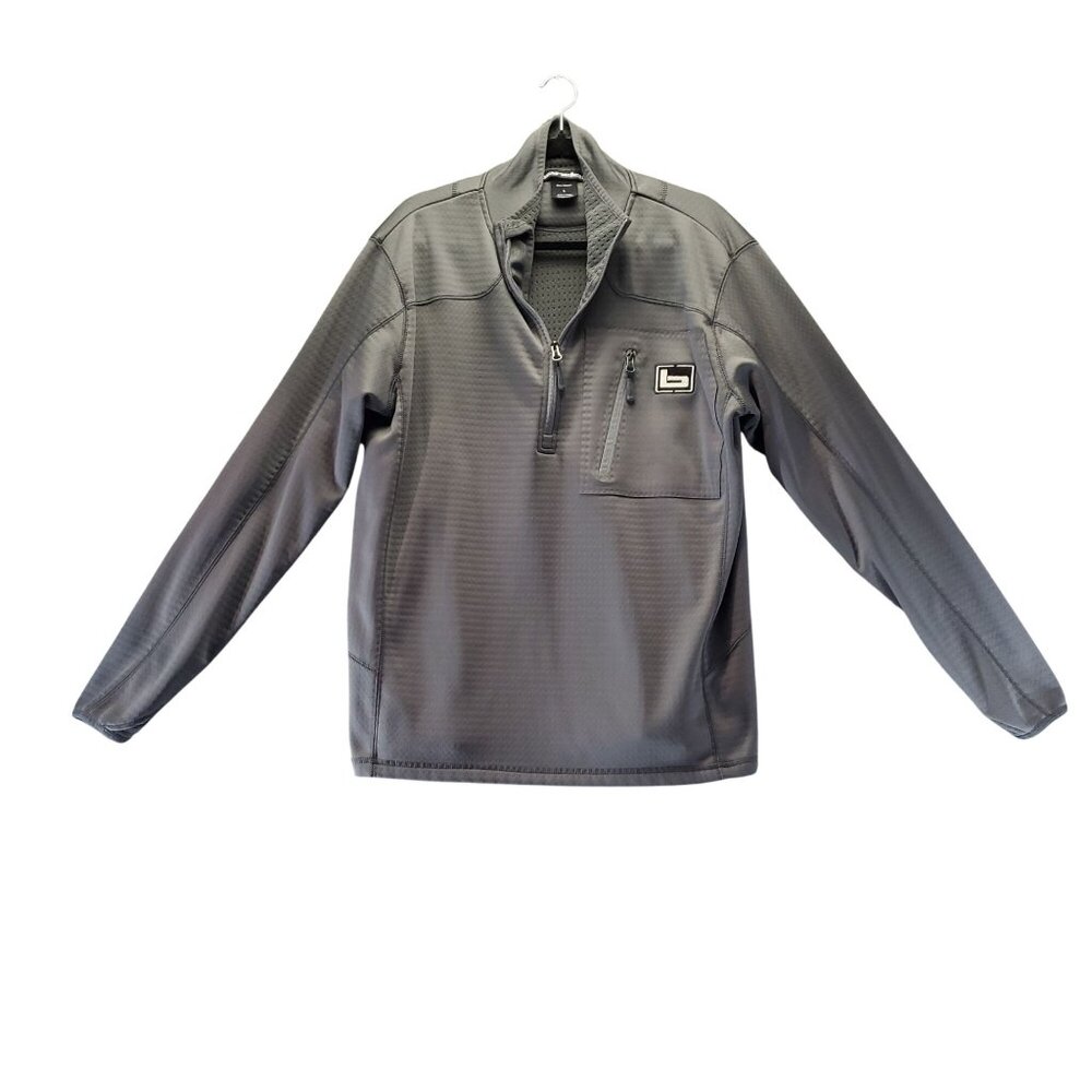 Banded Top Mens Large Gray Quarter Zip Pullover Lightweight Polyester Golfing